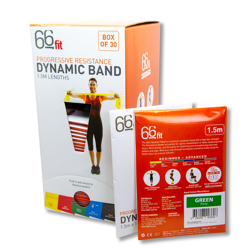 66fit Dynamic Resistance/Exercise  Band 1.5m - Box Of 30