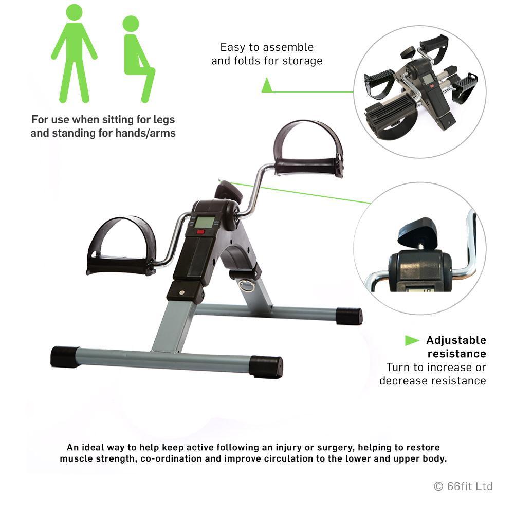 66fit Folding Pedal Exerciser Arm Leg Digital