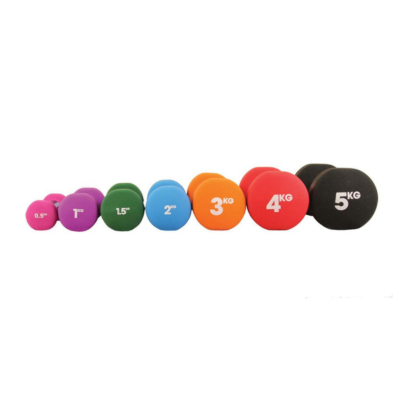 Fitness-Mad Neoprene Dumbbell Set x 0.5kg - 5kg